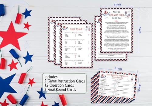 UHADRE 4th of July Family Feud, Independence Day Party Game, 4th of July Game Night Family Activity, American Themed Trivia Quiz, Independence Day Party Supplies DLRSC01