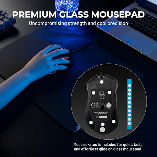 XVX Black Glass Mousepad 4.0, Hard Mouse Pad for Gaming, Ultra-Smooth Micro-Etched Surface Mouse Mat with Non-Slip Rubber Base(410mm*310mm) - color: Black