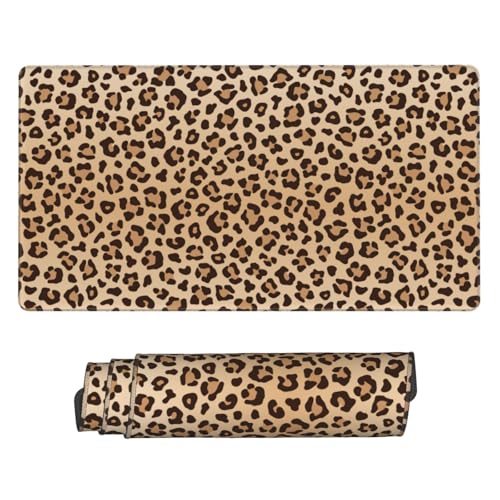 Leopard Print Large Extended Mouse Pads XL Mousepad with Stitched Edges Cheetah Animal Non-Slip Rubber Base Computer Keyboard Pad Desk Mat for Home Office Desk Decor, 29.5" X 15.8" - color: Leopard (Brown), size: 29.5L x 15.8W inches