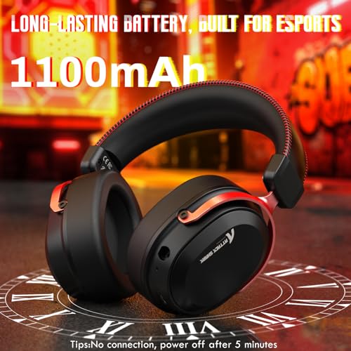 ATTACK SHARK L30Pro Wireless Gaming Headset with 2.4Ghz/BT/Wired, Long Battery Life with Detachable Microphone 7.1 Surround Sound Ultra-Low Latency for PC/PS5/Xbox/Switch/Mobile Black&Red - color: Black/Red