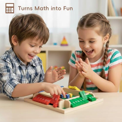 Shut The Box Game Wooden Board Dice Game, 2-4 Players Table Math Games for Kids and Adults, Fun Family Game Night Classroom Home Party or Pub Strategy Games
