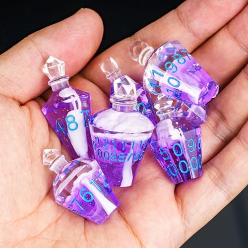 7PCS Potion DND Dice Set,Transparent Sharp Edge Dice Set D&D RPG Polyhedral Dice,for Dungeons and Dragons TTRPG Games Roleplaying Games.(Purple with White Smoke) - color: Purple With Smoke
