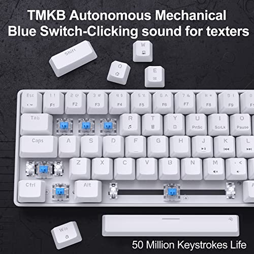 DIERYA T68SE 60% Gaming Mechanical Keyboard,Ultra Compact Mini 68 Key with Blue Switches Wired Keyboard,Anti-Ghosting Keys, for Windows Laptops and PC Gamers,White - color: White/Blue Switch, size: Wired