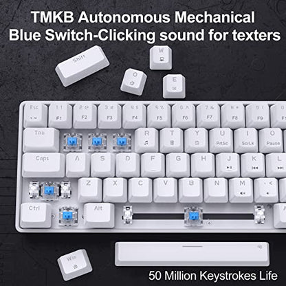 DIERYA T68SE 60% Gaming Mechanical Keyboard,Ultra Compact Mini 68 Key with Blue Switches Wired Keyboard,Anti-Ghosting Keys, for Windows Laptops and PC Gamers,White - color: White/Blue Switch, size: Wired