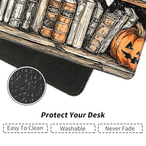 Bookshelves and Pumpkin for MTG & TCG Playmat Mouse Pad,BFDHGQZC 24" x 14" Game Mat for MTG/RPG/CCG Trading Card Game Playmats Table Mat Perfect for Card Games Video Games Computer Office - color: Bookshelves and Pumpkin