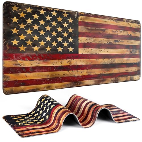 Mouse Pad Gaming - Desk Mat for Keyboard and Mouse - Large Mouse Pads for Desk, Gaming Mousepad with Non-Slip Base, Desks Pad (31.5" X 11.8") for Game, Office and Home - color: American Flag, size: 31.5L x 11.8W inches