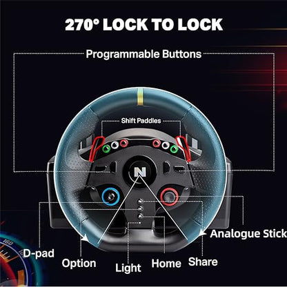 Nitho Drive Pro ONE V24 Racing Wheel with Pedals, 270° Gaming Steering Wheel Compatible with PC, PS4, Xbox One, Xbox Series X|S and Switch, Driving Simulator for Racing Games