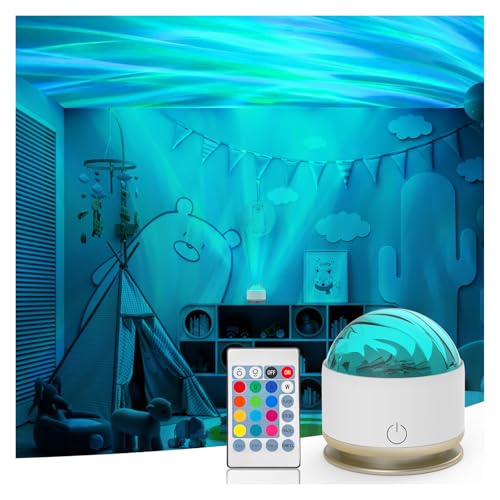 HUMIIEYE Northern Light Projector, Battery Operated Aurora Night Light with Timer Function, 13 Colors Galaxy Lamp Ripple Ceiling Projector Mood Ambient Lighting for Bedroom Adults Kids Room Girl Gift - color: Colorful