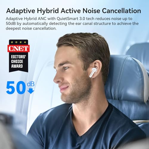 EarFun Air Pro 4 Adaptive Hybrid Noise Canceling Wireless Earbuds, 6 Mics | Qualcomm Snapdragon Sound, aptX Lossless, LDAC Hi-Res Audio, 52H Playtime, Bluetooth 5.4, In-Ear Detection, Glossy White - color: Glossy White