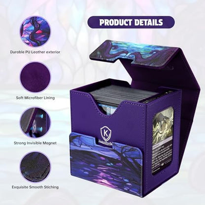 Katomula Card Deck Box for MTG Commander, Trading Cards Case Holds 100 Double-Sleeved Cards with Commander Display and Dice Tray-Swamp - style: Swamp