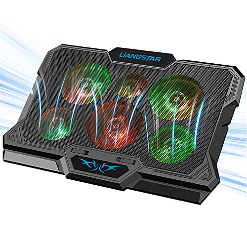 Laptop Cooling Pad, Laptop Cooler with 6 Quiet Fans RGB 7 Color Light for 15.6-17 Inch Laptop Cooling Fan Stand, Portable Slim USB Powered Gaming Laptop Cooling Pad, Switch Control Fan Speed(Black) - color: Colorful