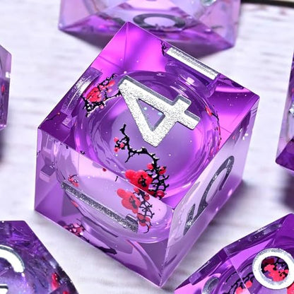 Dungeons and Dragons dice Set DND, polyhedral D&D Resin dice Set, Suitable for Role-Playing dice Game RPG Pathfinder DND dice Set - color: Ls-plum Purple