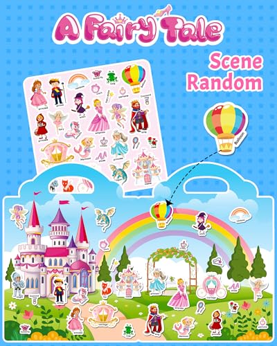 Walenced Reusable Sticker Book for Toddlers, Travel Stickers for Kids, Toddler Craft Activities Toys, Birthday Gifts for Boys & Girls - style: Fairy