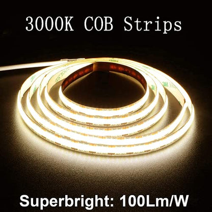 dephen 5V USB LED Light Strip 4.9ft, Warm White Under Cabinet Lighting | 3000K Dotless COB String, Flexible and Cuttable, CRI 90, Self Adhesive Tape for TV Backlight, Mirror, Bed, 3D-Printer, DIY - size: 4.92ft-3000K-USB