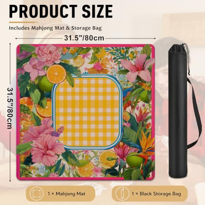 Mahjong Mat–31.5 x 31.5 Tropical Flower American Mahjong Table Mat, Non Slip Noise Mahjong Gaming Table Cover for Mahjong, Poker, Card, Board Tile Games - color: Tropical Flower