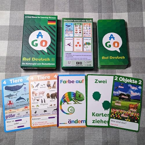 AGO Auf Deutsch 2 Card Game (Deluxe Edition): Learn German The Fun Way! - Boost Vocabulary & Grammar Skills - Learning for All Ages! - style: AGO Auf Deutsch 2 (deluxe edition)