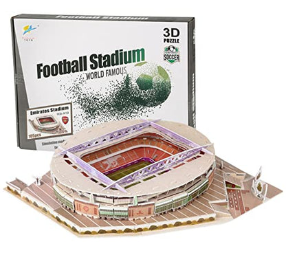 Classic Football Stadium Puzzle,3D Puzzle Soccer Club Venues,3D Paper Model Building Puzzle Kit, Soccer Stadium Souvenir Gift,Handmade Puzzle Ornaments，Cardboard Model (Emirates Stadium) - color: Emirates Stadium