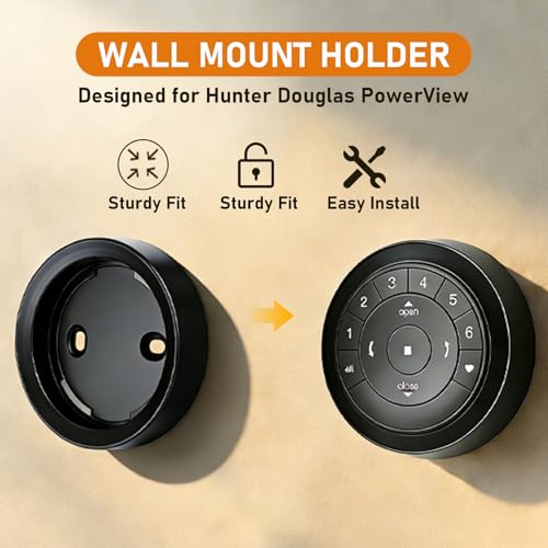 Surface Mount Bracket Station Wall Mount Holder for Hunter Douglas PowerView Remote Control Generation 2 (Black) - color: Black
