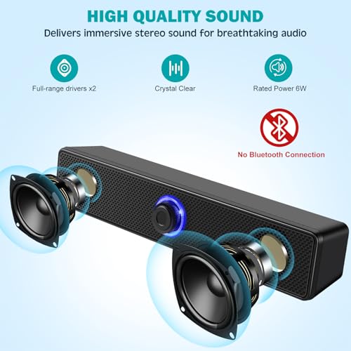 Computer Speakers, USB-A Powered PC Speakers Wired Stereo Desktop Speakers with 3.5mm AUX Audio Plug (No Bluetooth) for Computer, Desktop, Laptop, PC [2026 Version]