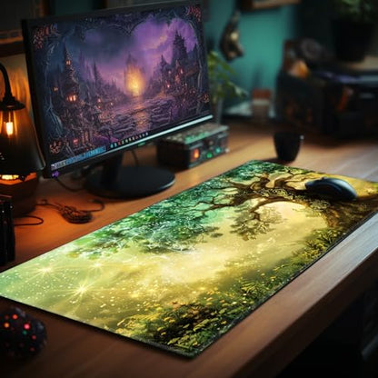 Card Playmat 70 x 40 cm Game Mats Tabletop Magic for MTG/TCG Cards, Trading Card Game Playing Stitched Commander Deck Gaming Desk Duel Mat Card Gameplay Mats, Ancient Tree of Life - color: Ancient Tree of Life, size: 27.5"X15.7"