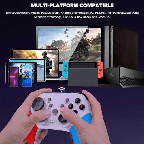 Megadream Wireless Mobile Gaming Controller Gamepad for iPhone/Android/iPad/PC/Switch/PS4/iPad Joystick with Phone Holder, Supported Cloud Game, Streaming on PS5/X-box, Turbo, Direct Play, iPhone 17,White - color: White