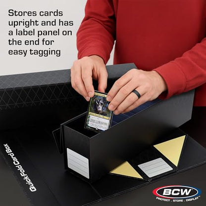 BCW QuickFold® Card Storage Boxes for Magnetics & Toploaders – 3 Pack | Trading Card Holder Box with Magnetic Closure | Easy Fold Assembly for Sports and TCG Cards - size: 3 Pack