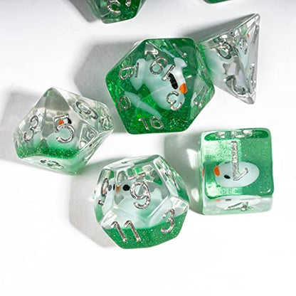 Cusdie 7-Die DND Dice, Polyhedral Dice Set Filled with Animal, for Role Playing Game D&D Dice (Blue Duck) - color: Blue Duck
