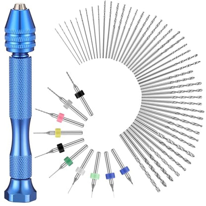 Mudder 57pcs Micro Drill Bits & Pin Vise Set, 46 Pcs Hand Twist Drills and 10 Pcs PCB Mini Cutting Bits for Resin, Beads, Polymer Clay, Craft, DIY Jewelry, Model Making Projects(Blue) - color: Blue