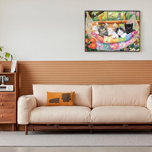 300 Piece Puzzle for Adults, Cat Birds Flower Puzzle for Adults Kids Seniors, Large Piece Animals Puzzles for Kids Ages 8-10 10-12, Challenging Puzzles Perfect for Game Nights, 20.5 * 15 in - style: Cats