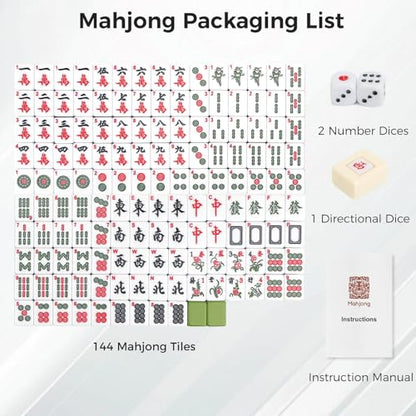Mahjong Set, 146pcs Chinese Mahjong Tile Set Quality Mahjong Tiles | 1.4" Large Tile with Exquisite Storage Box Easy to Carry, Instruction Included Mah Jongg Sets for Family & Friends Gatherings - size: Home