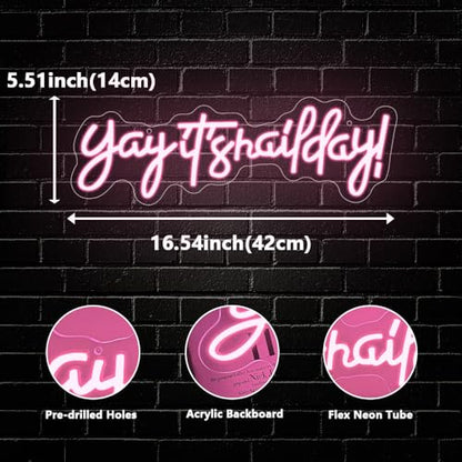Yay It's Nail Day Neon Sign, LED Light Neon Sign for Business Nail Room Salon Decor Light Up Sign for Wall Beauty Room Nails Hair Bar Great Gifts for Nail Techs Girls, Christmas, Birthday(16.5"*5.5") - style: Nail Day