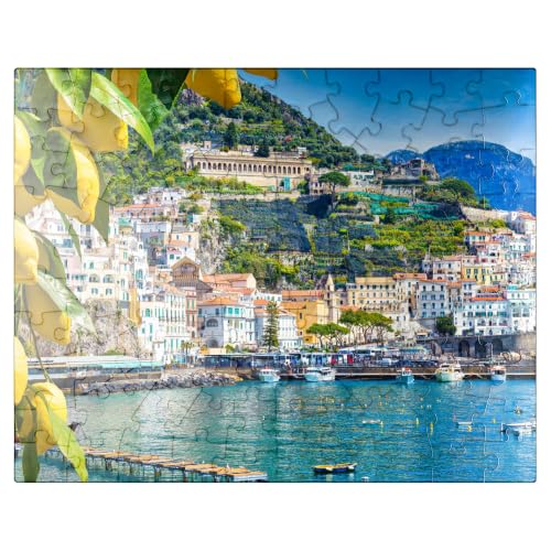 MyPuzzle Panoramic View of Beautiful Amalfi On Hills Leading Down to The Coast, Campania, Italy - Premium 100 Piece Jigsaw Puzzle for Adults - size: 100 Pieces