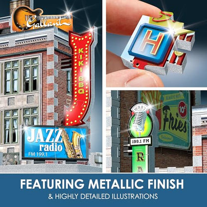 Wrebbit3D 1950's Diner 3D Puzzle | Urbania Collection | 425 Jigsaw Puzzle Pieces | Charming and Unique Streetscape of a Small Town