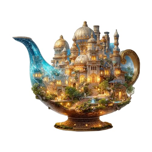 Jigfoxy Wooden Puzzle for Adults, Magic Lamp World Jigsaw Puzzles for Adult, Unique Animal Shape Wood Cut Puzzles, Christmas Thanksgiving Gifts for Friends Family (M-11.4 * 9.9in-135pcs) - color: Magic Lamp World, size: Medium