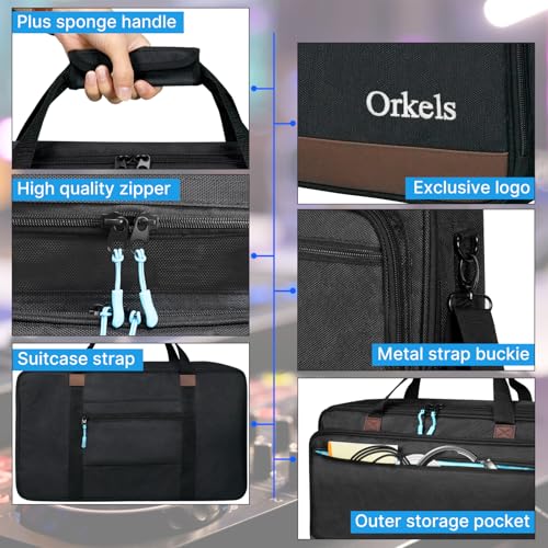 ORKELS DJ Controller Bag, Portable DJ Travel Case with Storage Pocket, Fits Pioneer DDJ 400 SB3 SB2 RB 200, FLX4 REV1, DJ2GO2 Party Mix - size: FLX2/FLX4/REV1/SB2/SB3