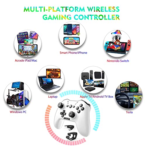 Bluetooth Controller for Switch/Mac/PC/Steam/Mobile Phone/iOS/Android//TV/iPad/Table/Apple Arcade MFi Games, switch pro controller wireless with Adjustable Dual Motion,Turbo,Macros,6-Axis,Wake Up for Black Myth: Wukong (Black) (Purple) (White Black with c
