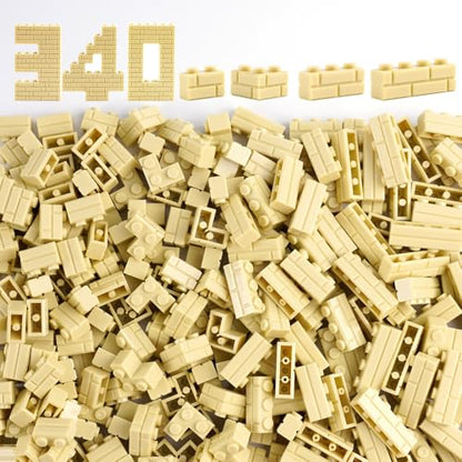 Wall Masonry Profile Bricks Parts: 340 PCS Classic Wall Accessories Building Block(Beige) - color: Beige