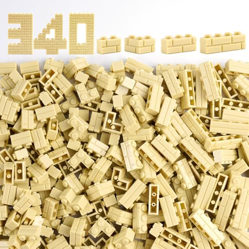 Wall Masonry Profile Bricks Parts: 340 PCS Classic Wall Accessories Building Block(Beige) - color: Beige