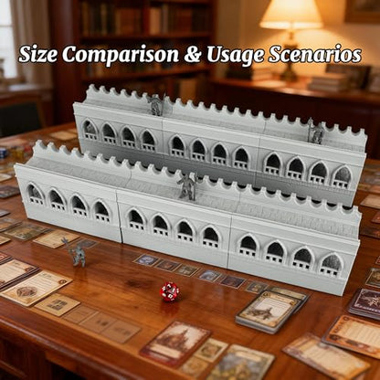 Modular Medieval Fortress Expansion for TTRPG - 25mm Scale Unpainted Straight Ramparts & Defense Battlements, 6-Piece RPG Terrain Set for Dungeon Masters & Wargame - City Walls 1 (AF1104 E) - color: Af1104 E City Walls 1