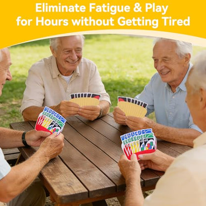 4pcs-Card Holder For Playing Cards, Large And Portable Playing Card Holder, Can Hold 40 Playing Cards In 3 Layers,Suitable For Family Gatherings, Elderly People, Etc.(2pcs Yellow And 2pcs Red)