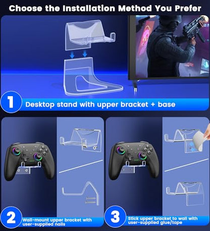 AIfasterfly PC Controller with Holder, Wireless Bluetooth Controller, 1000mAh Battery, with Hall Effect Joysticks & Triggers, No Dead Zone, No Stick Drift, Controller for PC, Switch, iOS and Android