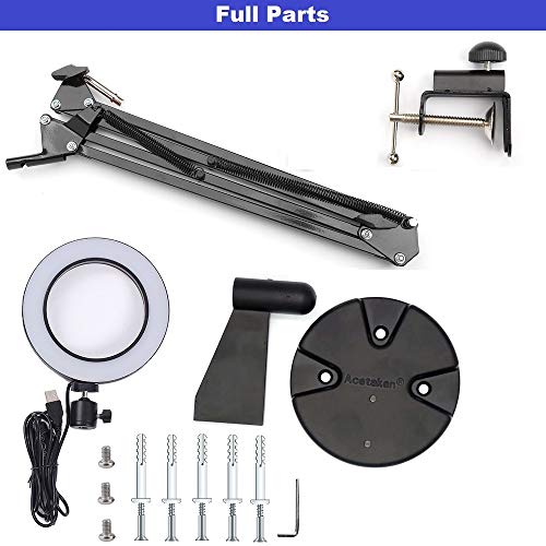 Desk & Wall Ring Light Kit - 6'' USB Ring Light with Mount Stand for YouTube, Task, Craft, Architect, Drafting, Repair