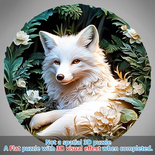 Wooden Puzzle for Adults - Unique Shape Fox Wooden Jigsaw Puzzle, Wood Puzzles, Challenge Puzzle for Adults 11.4x11.4 in 200 Pieces
