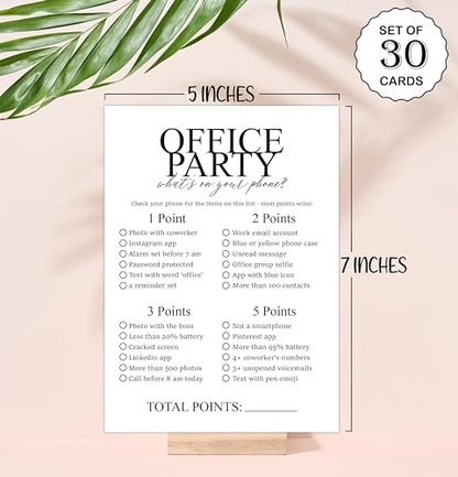 Tuyashua Office Party What's On Your Phone Games, Work Party Games, Team Building Group Office Game, Work Happy Hour Idea, Great for Coworker or Adult Trivia Game, Set of 30 Cards - OP07