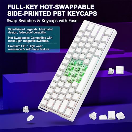 WIN60 HE 60% Mechanical Keyboard Wired, Hall Effect Gaming Keyboard Magnetic Switch Hot Swappable, Adjustable Actuation Rapid Trigger Mode 8000Hz Polling Rate, RGB Keyboard 60 Percent Design - color: Side-printed White