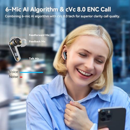 EarFun Air Pro 4 Adaptive Hybrid Noise Canceling Wireless Earbuds, Qualcomm Snapdragon Sound, aptX™ Lossless, 6 Mics AI CVC 8.0 Call, LDAC Hi-Res Audio, 52H Playtime, Bluetooth 5.4, in-Ear Detection | Qualcomm Snapdragon Sound, aptX Lossless, LDAC Hi-Res