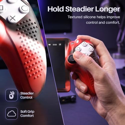 TNP Camouflage Red Silicone Case Cover Compatible with PlayStation Portal | Protective soft-grip shell for steadier handheld play; 1 flexible cover only, console and thumb grips not included - color: Camouflage Red