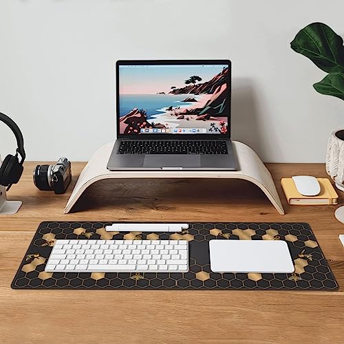 Honeycomb Bee Gaming Mouse Pad Extended Large Mouse Mat 31.5 X 11.8 Inch Nonslip Rubber Base Long Desk Pad Stitched Edges Mousepad Mice Pad for Office Home Game - color: Honeycomb Bee