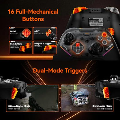 BIGBIG WON Storm(Gale2) Wireless PC Controller, Bluetooth Gaming Controller 2000Hz Polling Rate, Near-Zero Latency, TMR Sticks, Hall & Micro-switch Triggers, 16 Mechanical Buttons, 4 Customizable Back Paddles, for Windows PC/Switch 2/Switch/Android/IOS -
