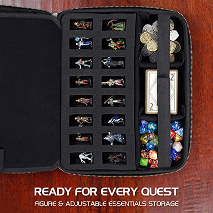 ENHANCE RPG Organizer Case - DnD Binder with Built-in Character Sheet Holder and Erasable Scribe Panel, Dice Rolling Area, Removable Pen Pouch, Miniature Foam Tray, Wrist Strap - color: Dragon Silver